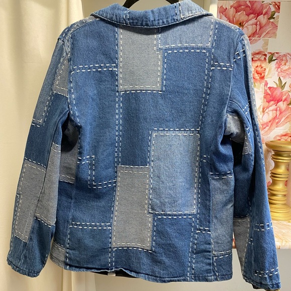 OOLALA PATCHWORK DENIM BLAZER BLUE - Picture 9 of 12